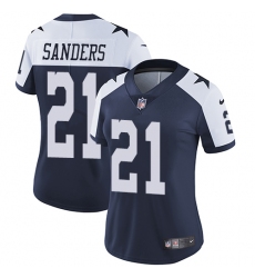 Women's Nike Dallas Cowboys #21 Deion Sanders Elite Navy Blue Throwback Alternate NFL Jersey