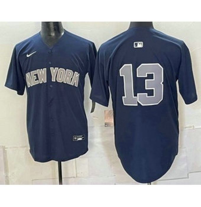 Men's New York Yankees #13 Jazz Chisholm Jr Without Name Grey Alternate Limited Stitched Jersey