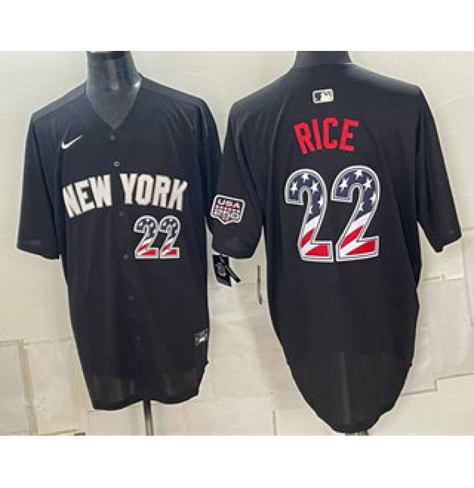 Men's New York Yankees #22 Ben Rice Black USA 250 Fourth of July Stadium Stitched Jersey