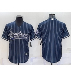 Men's Dallas Cowboys Blank Navy With Patch Cool Base Stitched Baseball Jersey