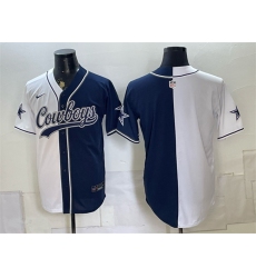 Men's Dallas Cowboys Blank White Navy Split Stitched Jersey