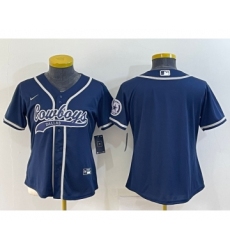 Women's Dallas Cowboys Blank Navy With Patch Cool Base Stitched Baseball Jersey