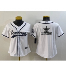 Youth Dallas Cowboys White Team Big Logo With Patch Cool Base Stitched Baseball Jersey
