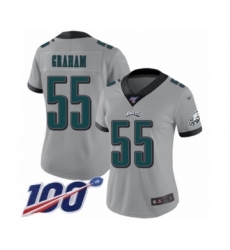 Women's Philadelphia Eagles #55 Brandon Graham Limited Silver Inverted Legend 100th Season Football Jersey