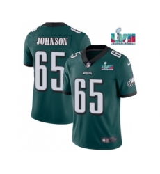 Men's Philadelphia Eagles #65 Lane Johnson Green Super Bowl LVII Patch Vapor Untouchable Limited Stitched Jersey