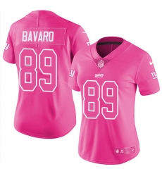 Women's Nike New York Giants #89 Mark Bavaro Limited Pink Rush Fashion NFL Jersey