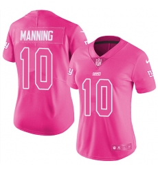 Women's Nike New York Giants #10 Eli Manning Limited Pink Rush Fashion NFL Jersey