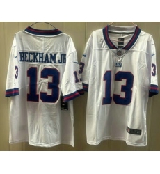 Men's New York Giants #13 Odell Beckham Jr Limited White Throwback Vapor Jersey