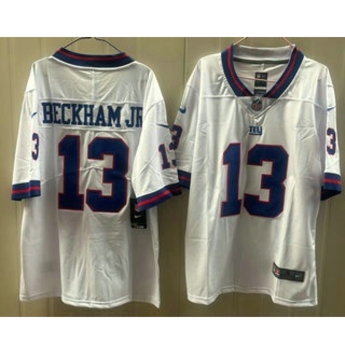 Men's New York Giants #13 Odell Beckham Jr Limited White Throwback Vapor Jersey