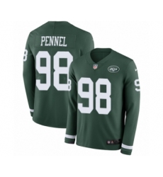 Youth Nike New York Jets #98 Mike Pennel Limited Green Therma Long Sleeve NFL Jersey