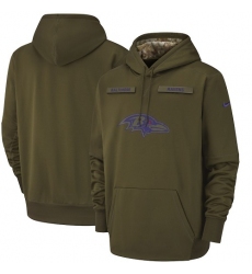 Men's Baltimore Ravens Nike Olive Salute to Service Sideline Therma Performance Pullover Hoodie