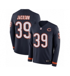 Men's Nike Chicago Bears #39 Eddie Jackson Limited Navy Blue Therma Long Sleeve NFL Jersey