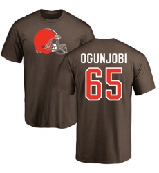 NFL Nike Cleveland Browns #65 Larry Ogunjobi Brown Name & Number Logo T-Shirt