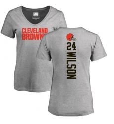 NFL Women's Nike Cleveland Browns #24 Howard Wilson Ash Backer V-Neck T-Shirt