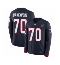 Youth Nike Houston Texans #80 Andre Johnson Limited Navy Blue Therma Long Sleeve NFL Jersey