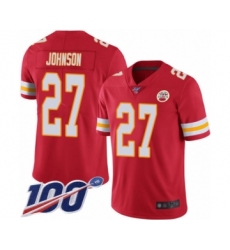 Men's Kansas City Chiefs #27 Larry Johnson White Vapor Untouchable Limited Player 100th Season Football Jersey