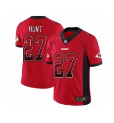 Men's Nike Kansas City Chiefs #27 Kareem Hunt Limited Red Therma Long Sleeve NFL Jersey
